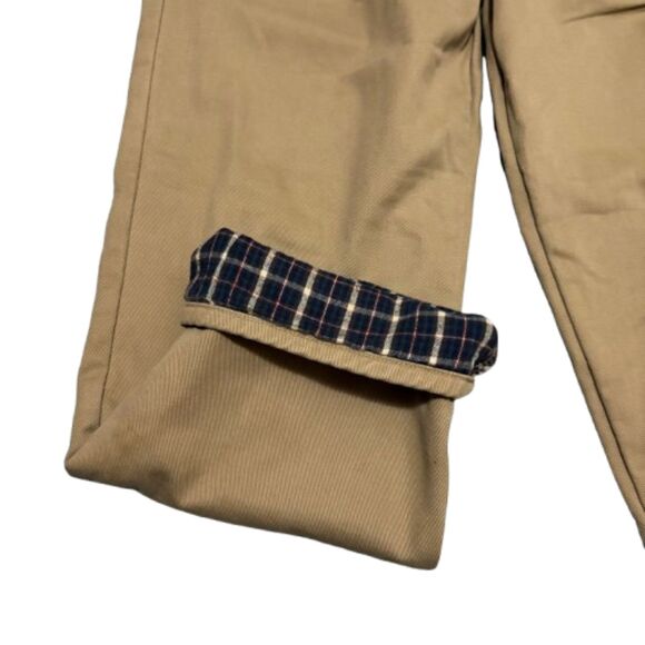 L.L. Bean Relaxed Fit Khaki Pants Thick Flannel Lined Workwear Mens Size 35x30 - Picture 4 of 8